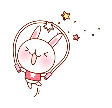 Bunny bir atlama ipi atlar