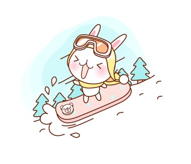 Bunny bir snowboard üzerinde