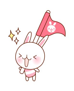 kırmızı bayrak tutan bunny