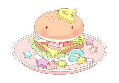 Hamburger and letters clipart