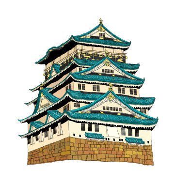 Himeji Kalesi vektör çizim