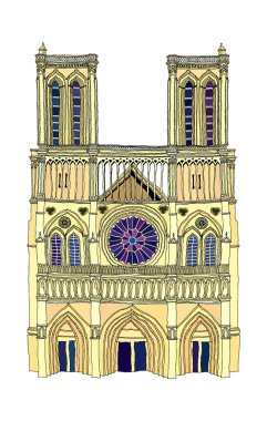 Notre dame de paris vektör çizim