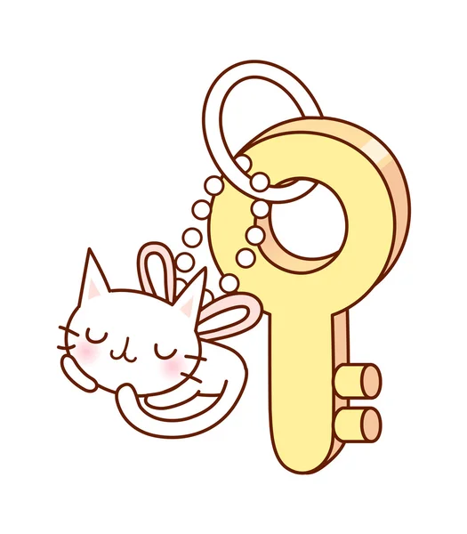 Cat and key — Stock Vector