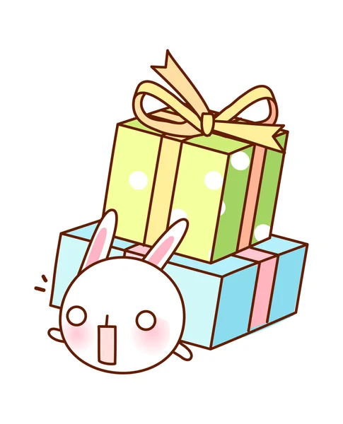Rabbit and gift boxes — Stock Vector