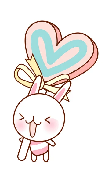 Bunny sosteniendo un caramelo — Vector de stock