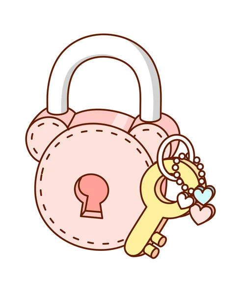 Cerradura y llave rosa — Vector de stock