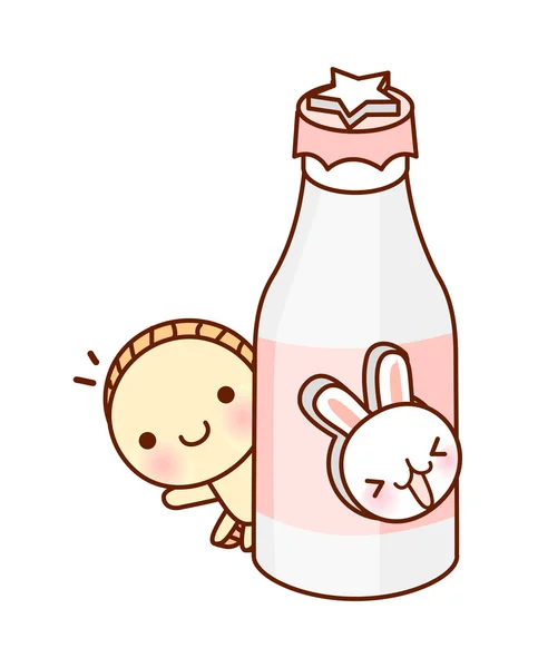 Doll and bottle of milk — Stock Vector