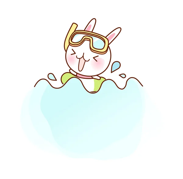 Bunny in underwater glasses — Stock Vector