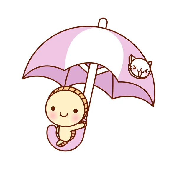 Doll and umbrella — Stock Vector