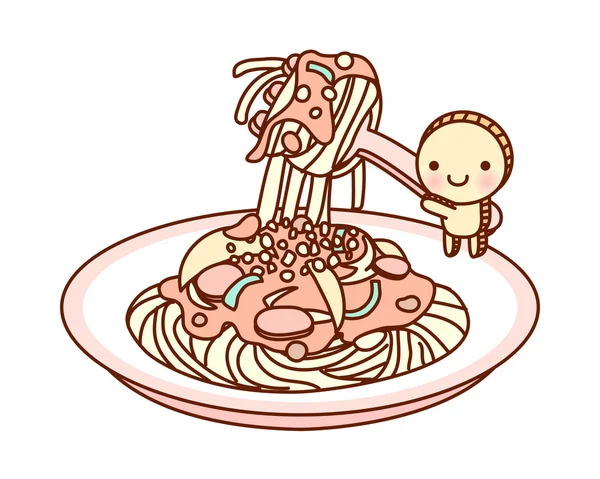 Spaghettis et poupée — Image vectorielle