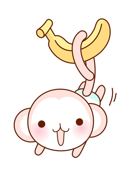 Monkey en banaan — Stockvector