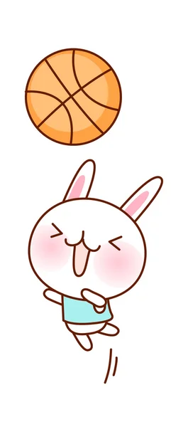 Bunny playing basketball — Stock Vector