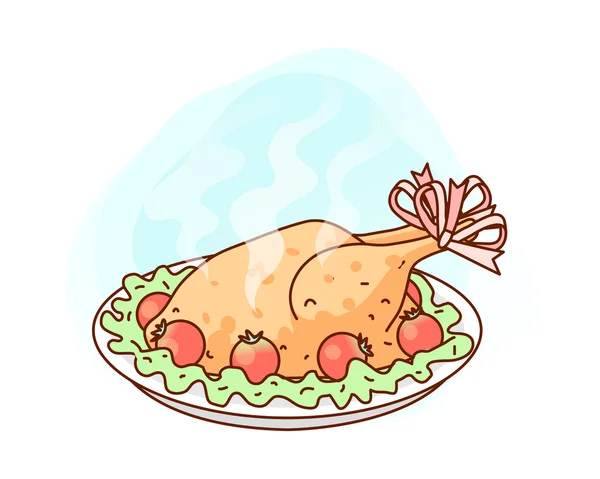 Baked chicken — Stock Vector