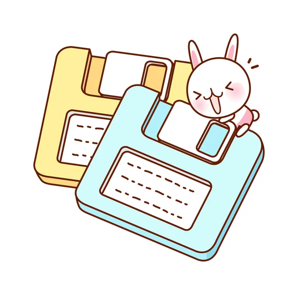 Floppy and rabbit — Stock Vector