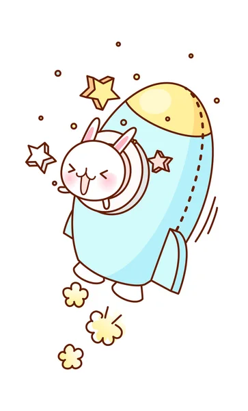 Rabbit in a spaceship — Stock Vector