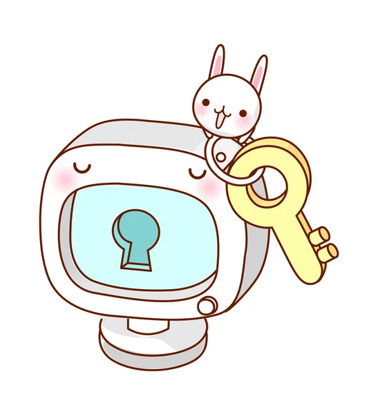 Computer and rabbit — Stock Vector