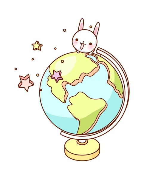 地球和兔 — 图库矢量图片