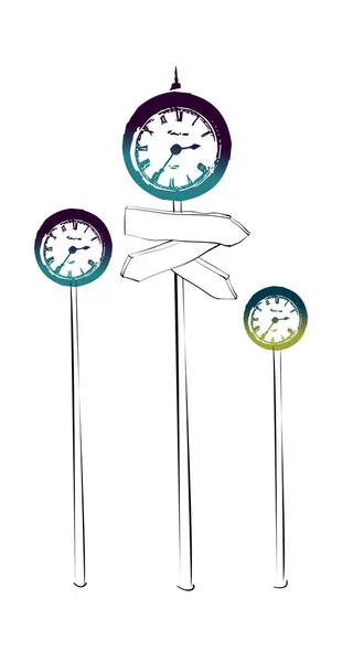 Reloj y señales de información — Vector de stock