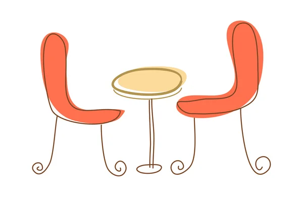 テーブル、肘掛け椅子 — ストックベクタ