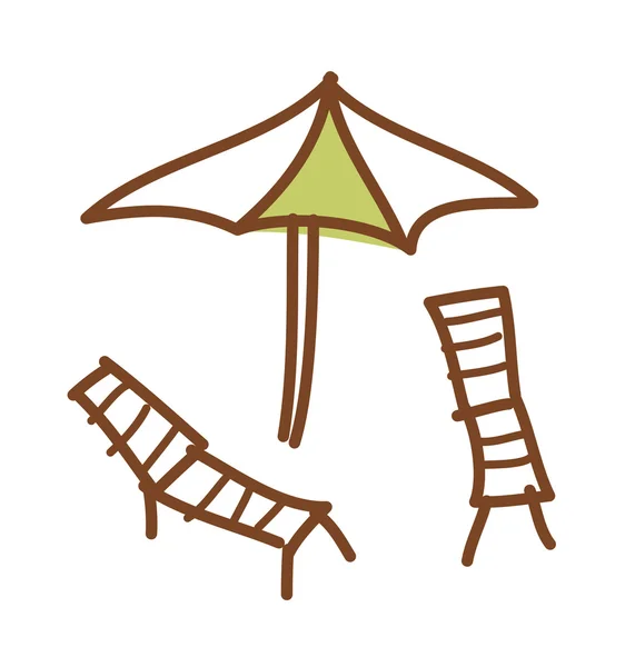 Parasol en stoelen — Stockvector
