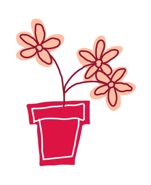 Roter Blumentopf — Stockvektor
