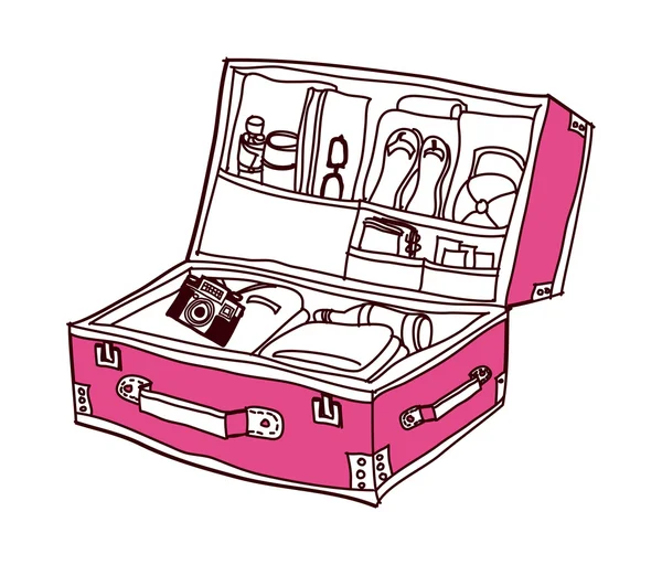 Червона валіза для подорожей — стоковий вектор