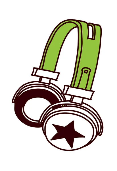 Auriculares verdes — Vector de stock