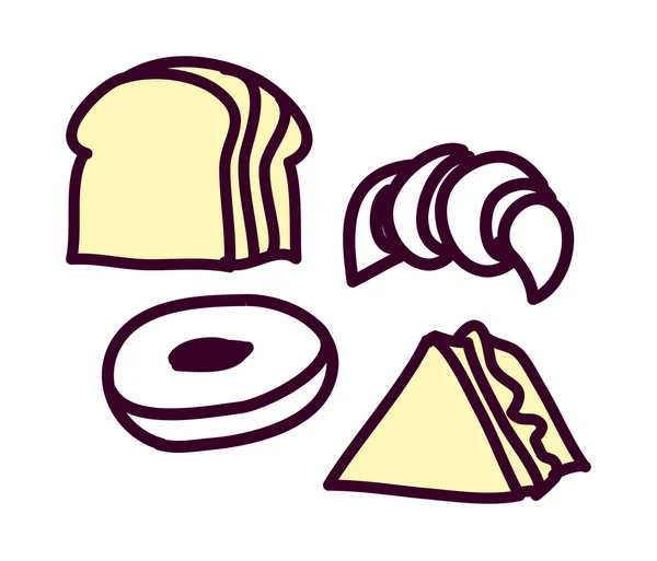 Croissants y pan — Vector de stock