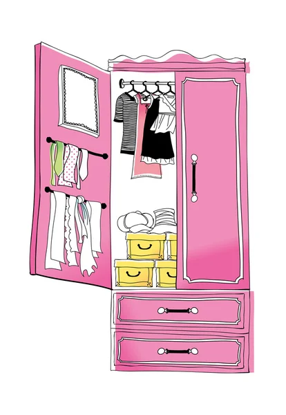 Pink wardrobe — Stock Vector