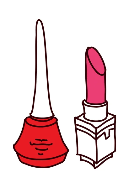 Red nail polish and lipstick — Stock Vector