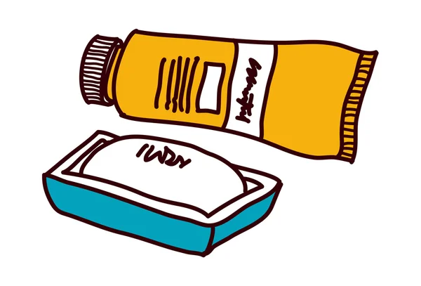 肥皂和牙膏 — 图库矢量图片