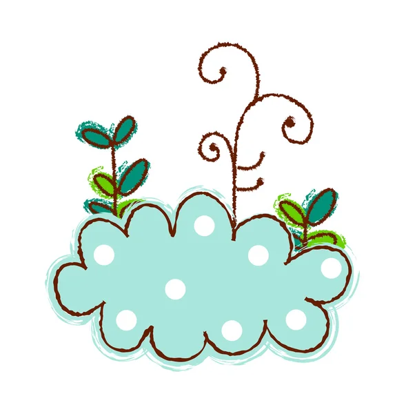 Nube y plantas — Vector de stock