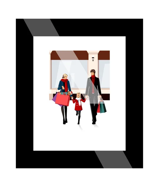 Shopping en famille. — Image vectorielle