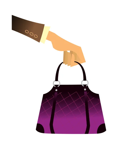 Bolso de mujer en la mano — Vector de stock