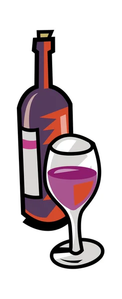 Wine glass with bottle. — Stock Vector