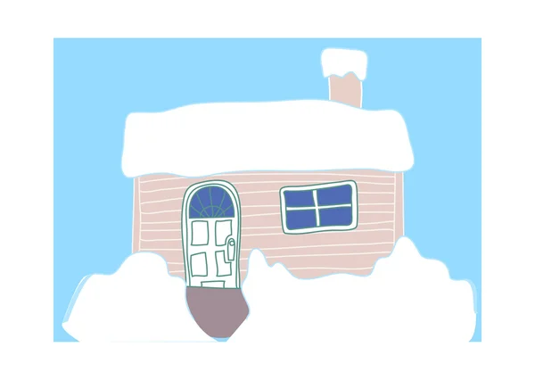 Vinter hus. — Stock vektor