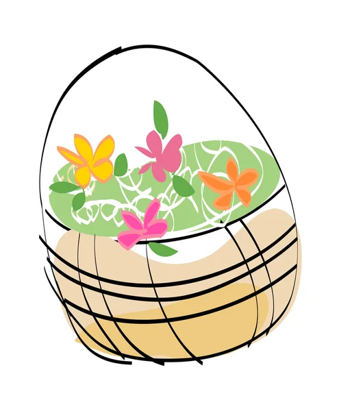 Vector basket with flowers — Stock Vector