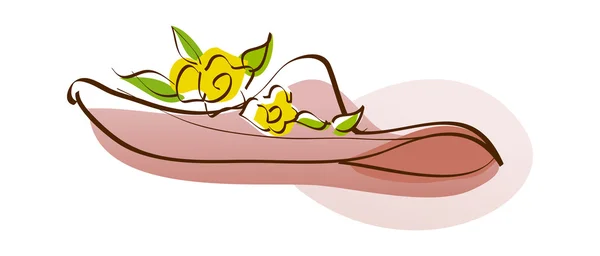 エレガントな花を持つ帽子 — ストックベクタ