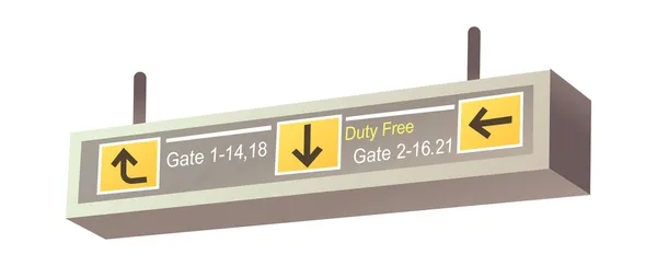 Richting teken op luchthaven — Stockvector