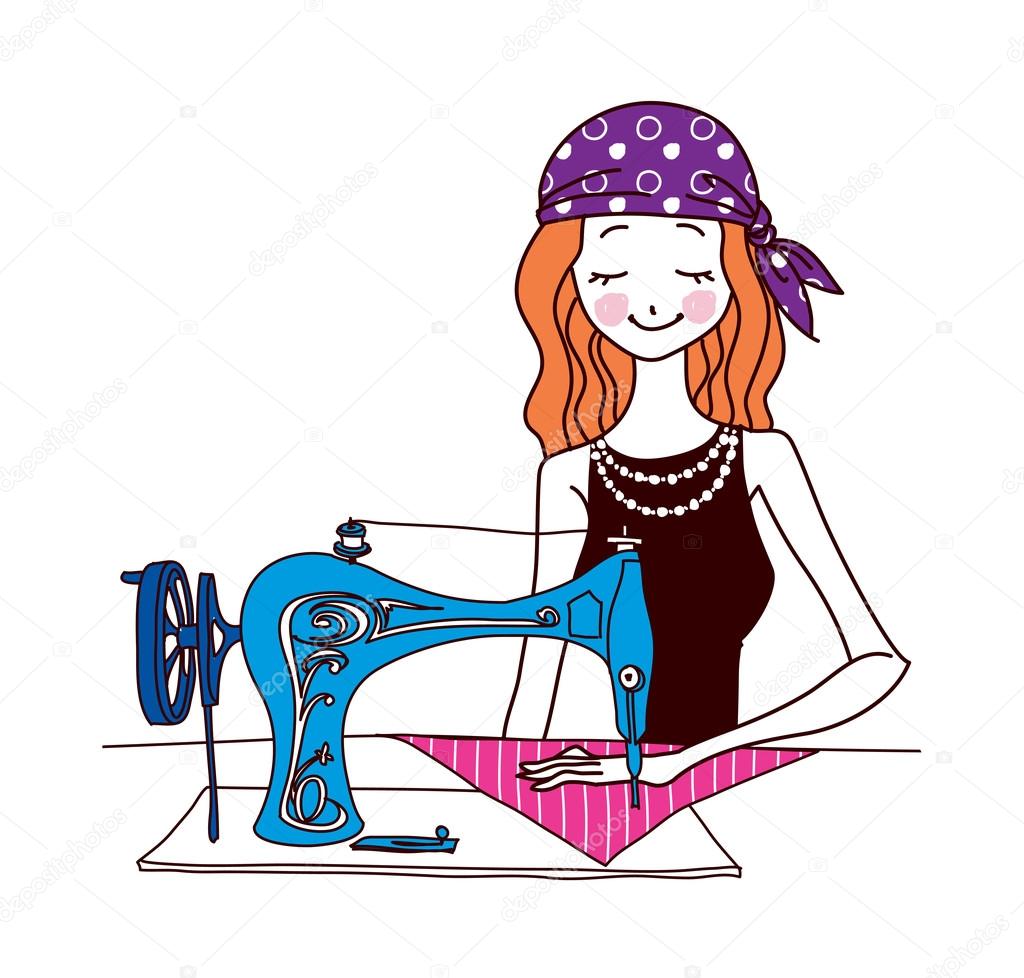 Woman sews