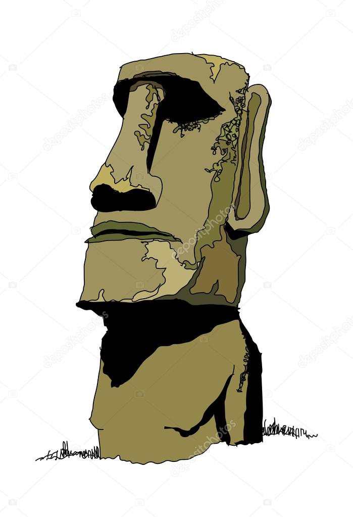 Statues Of Easter Island Vector Illustration