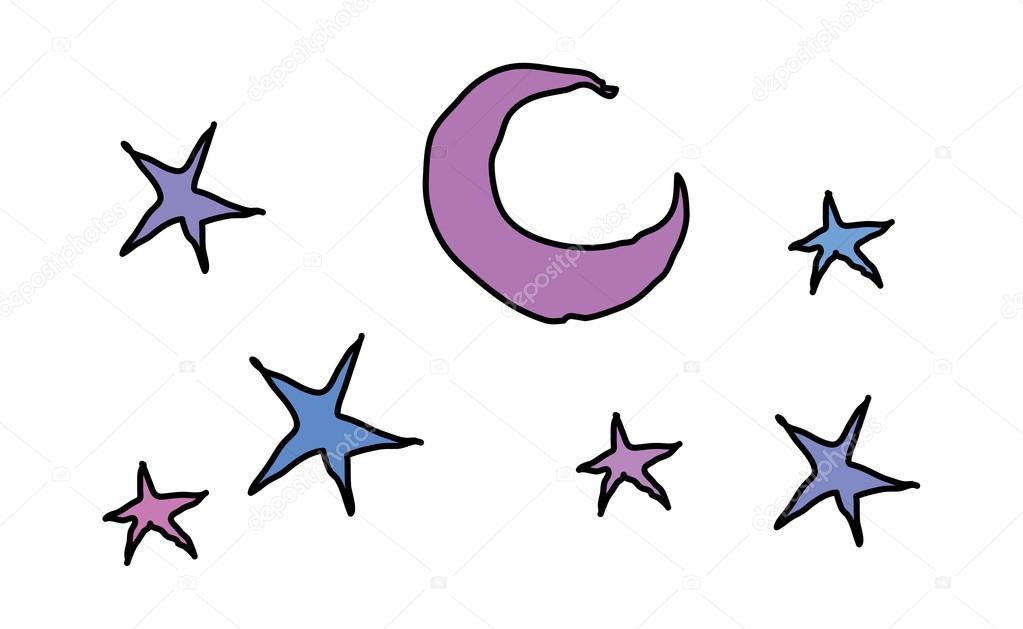 Moon with stars Vector Illustration