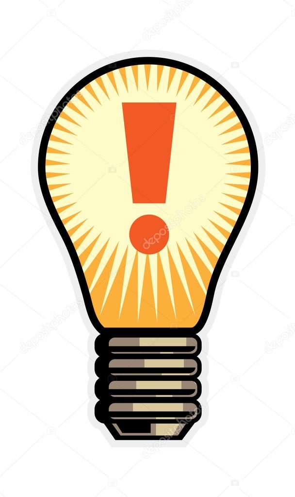 Light bulb with exclamative mark