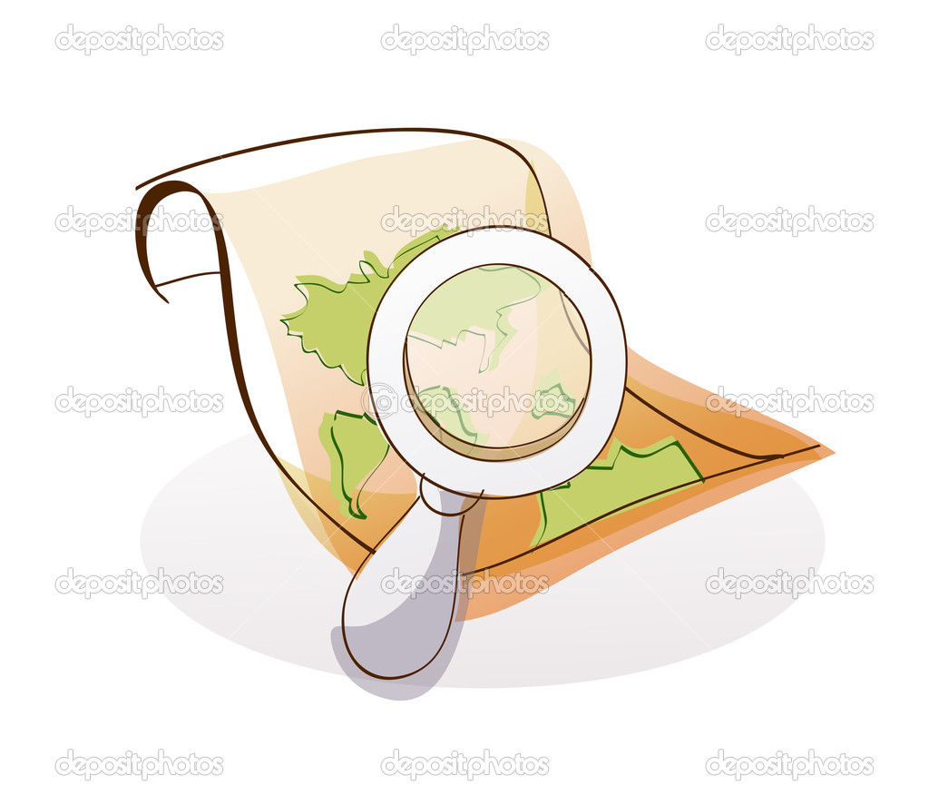 Map and magnifying glass