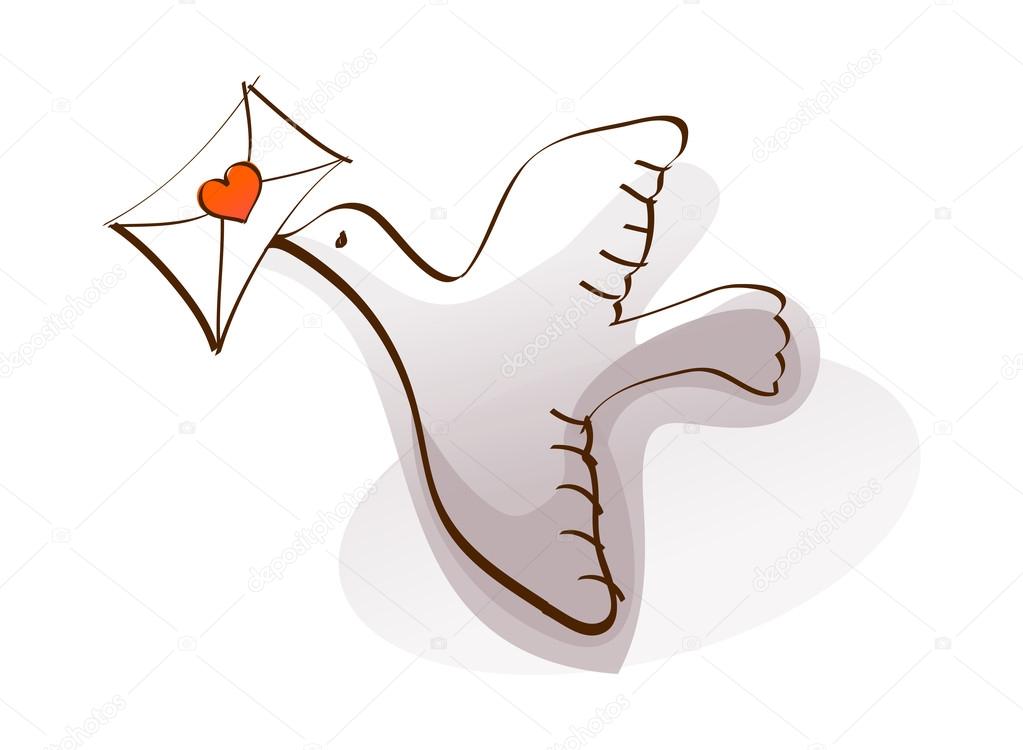 Cartoon messenger-pigeon.