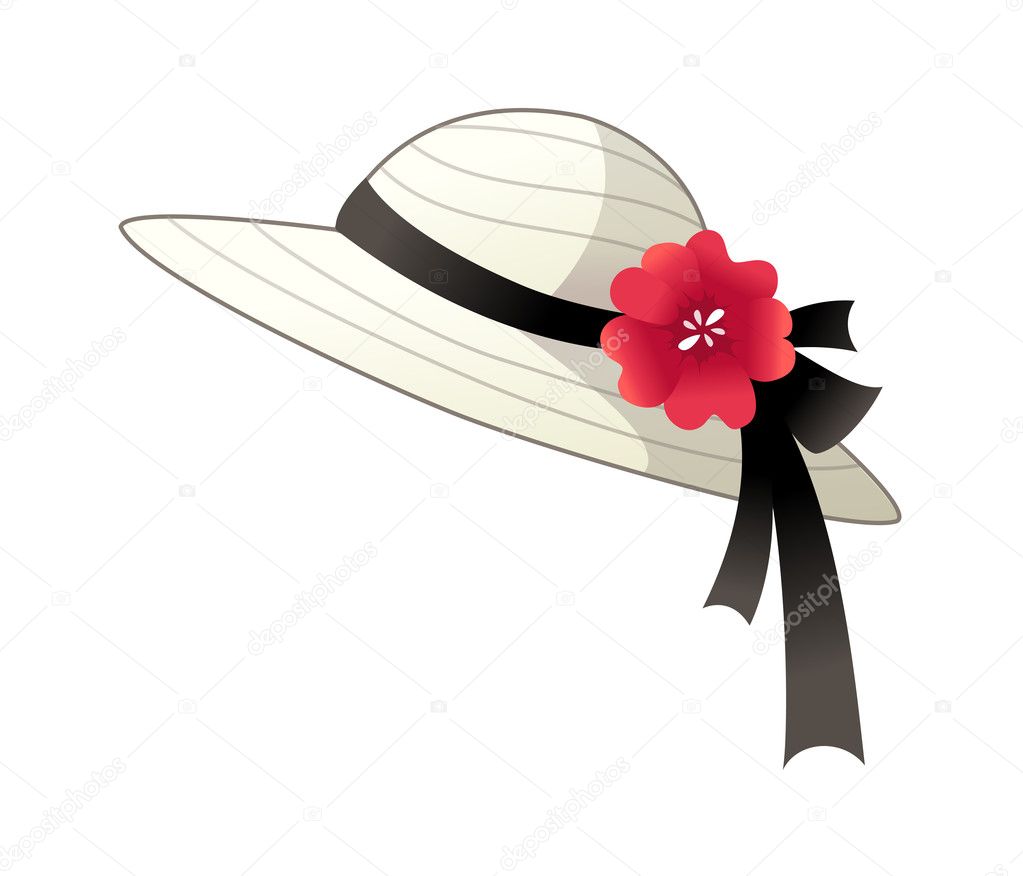 Elegant female hat with flowers