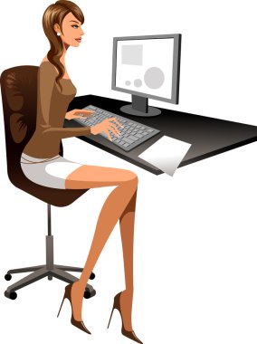 kadın bilgisayarda çalışıyor