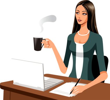 iş kadını kahve ile çalışma