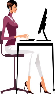 Bilgisayarda çalışan kadın.