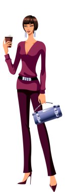 Elinde bardak tutan kadın.